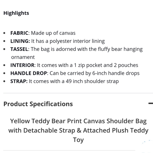 Beautiful Yellow Teddy Bear Shopper With 🐻 Charm. - Picture 7 of 7